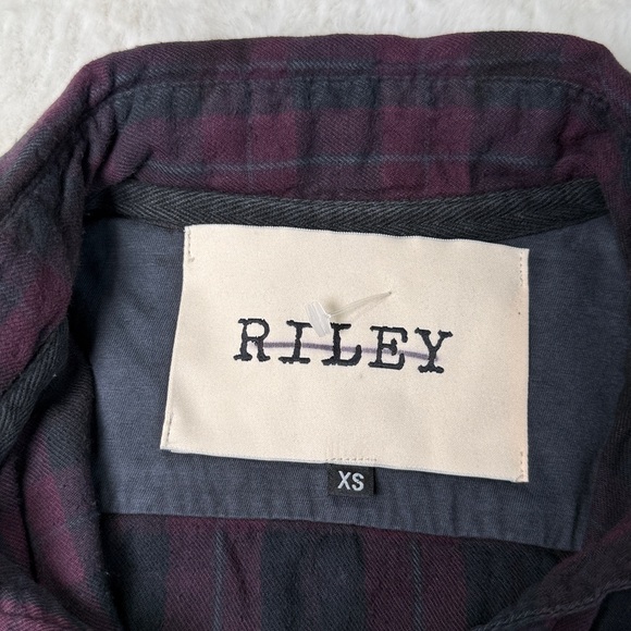 RILEY 1880‎ Crop Plaid Flannel Snap Up Shirt XS/S Bling Purple Western Grunge - Picture 4 of 17